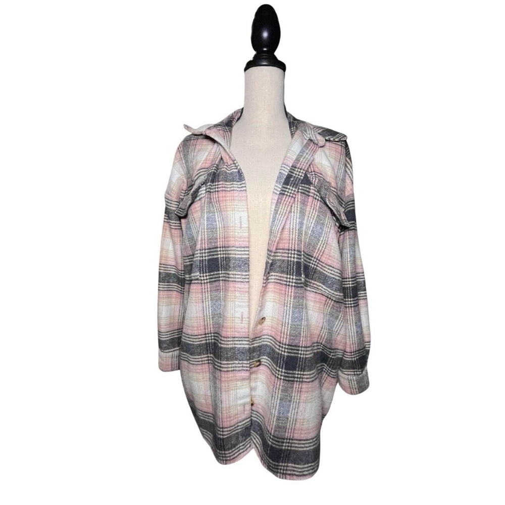 noisy may pink white and black warm flannel jacket size XL
